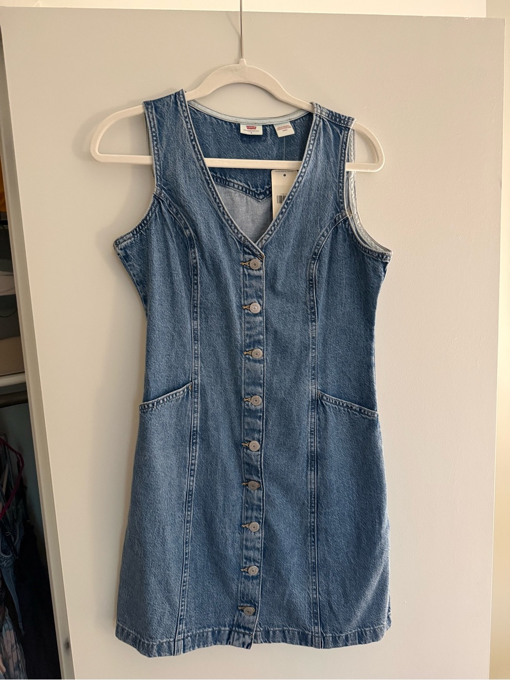 Levi's Sleeveless Button-Front Denim Mini Dress - Light Blue